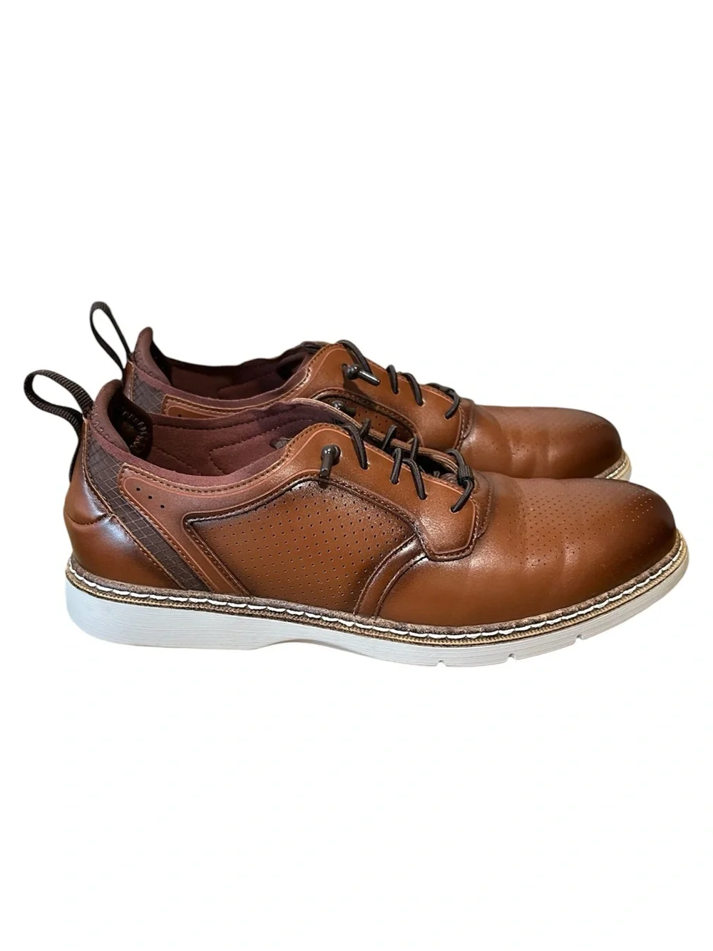 Stacy Adams Sync Big Boys Oxford Dress Sneakers Cognac Brown Size 4